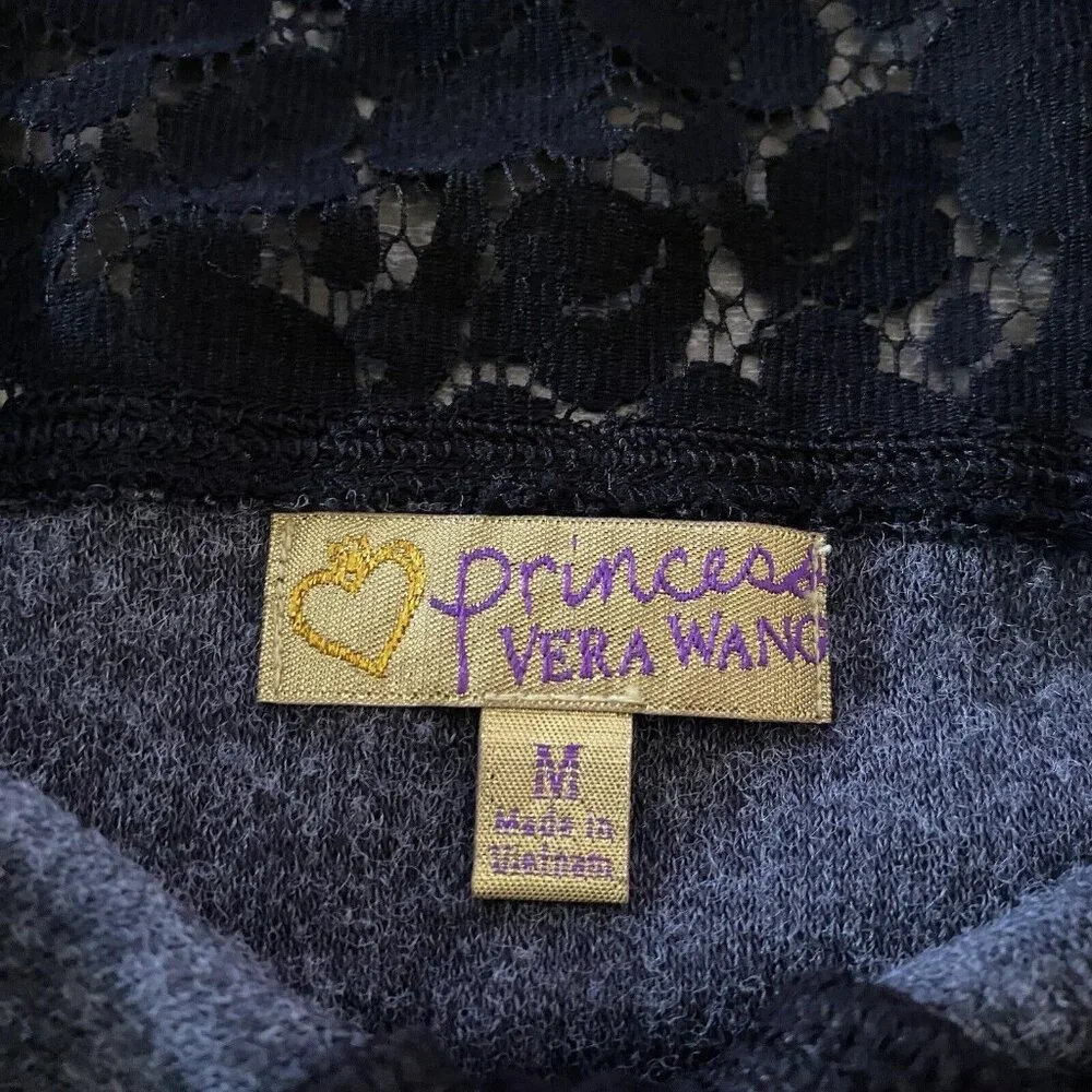 Princess Vera Wang Cardigan Sweater Girls Size Medium Black Gray Lace‎ Button Up